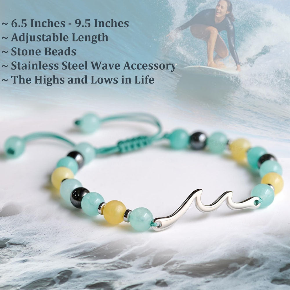 Handmade Woven Stainless Steel Wave Beaded Bracelet 6mm