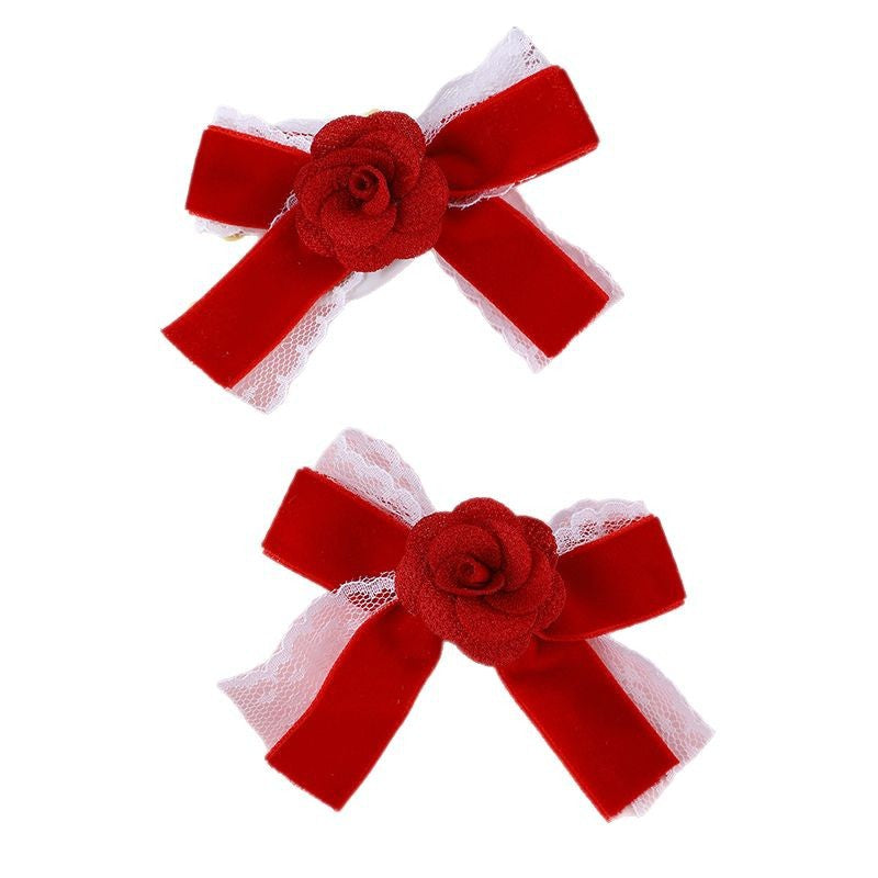 Fermaglio per capelli a farfalla stile naturale per ragazze con volant in pizzo e dettagli in rete in tenui colori pastello