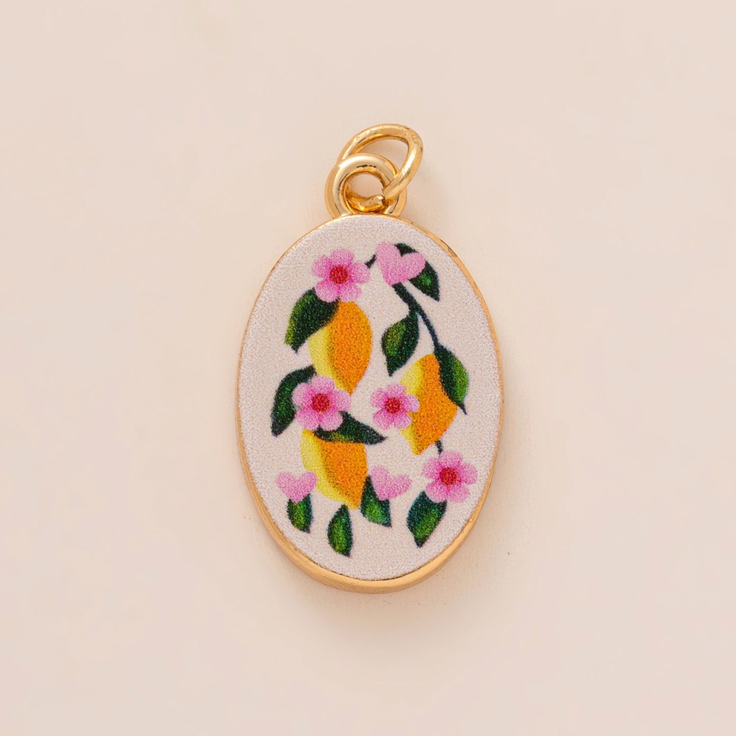 Sweet Floral Heart Brass Plated Drip Oil Charm Bar