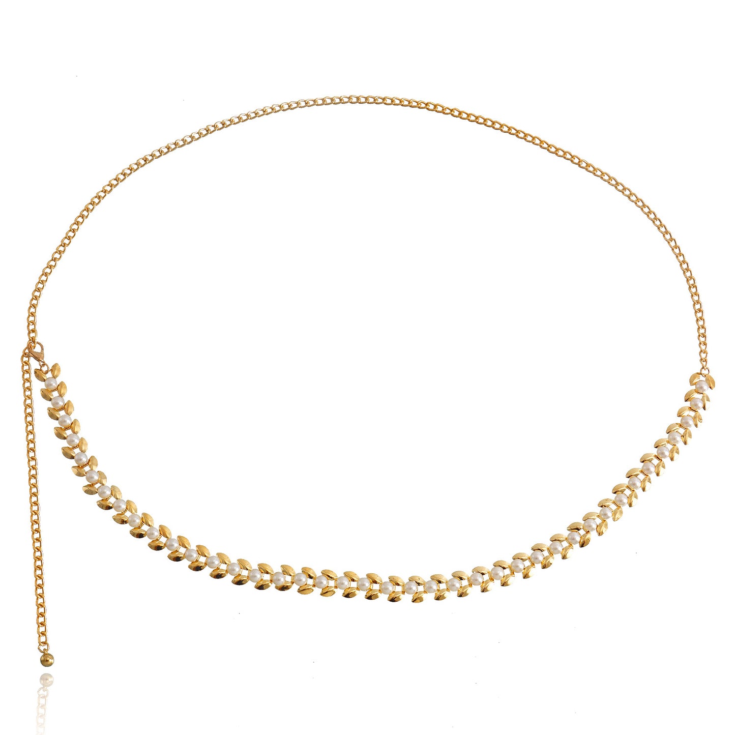 Sweet Punk Pearl Inlay Metal Body Chain for Women