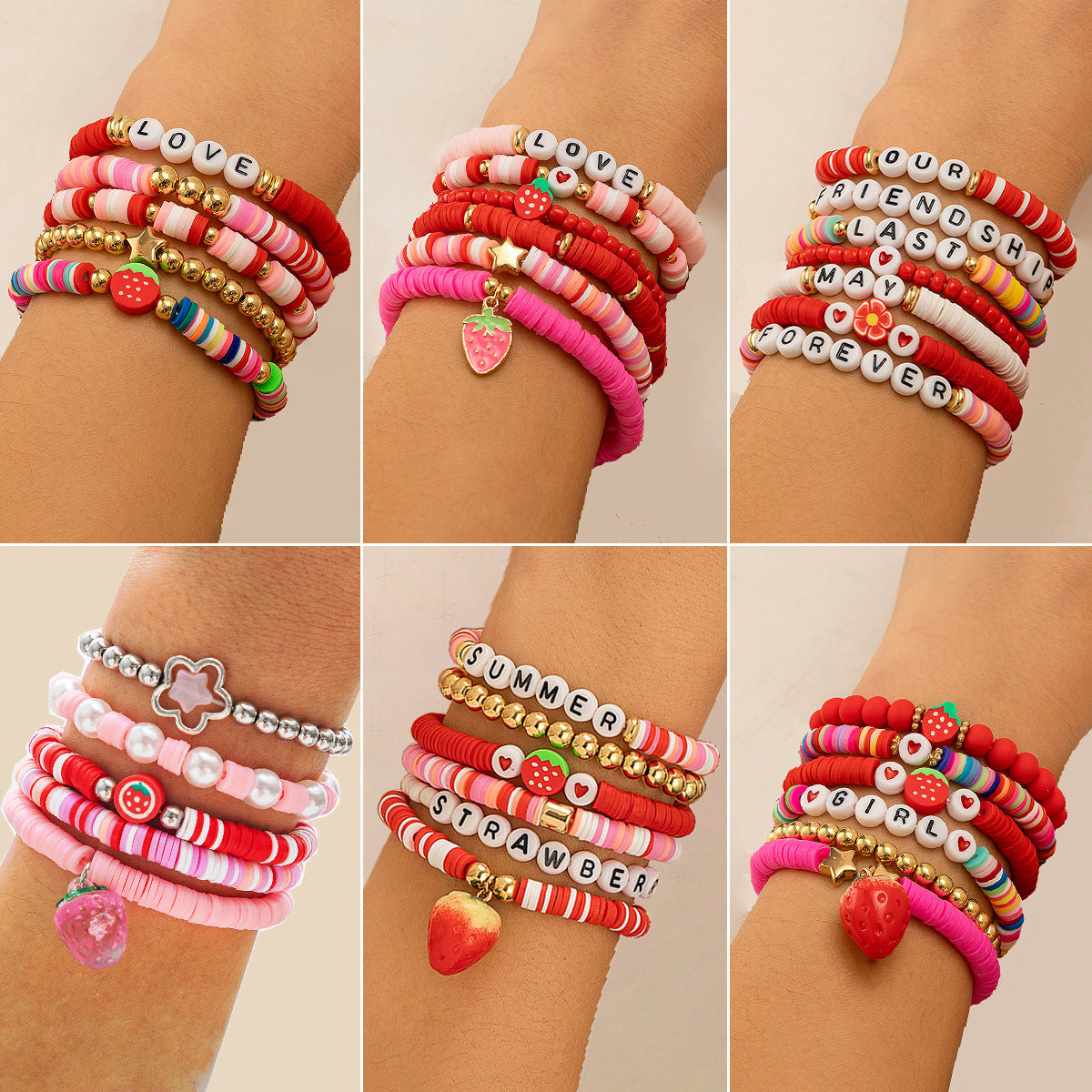 Bracciale da donna in argilla polimerica a forma di lettera in stile bohémien con finitura placcata