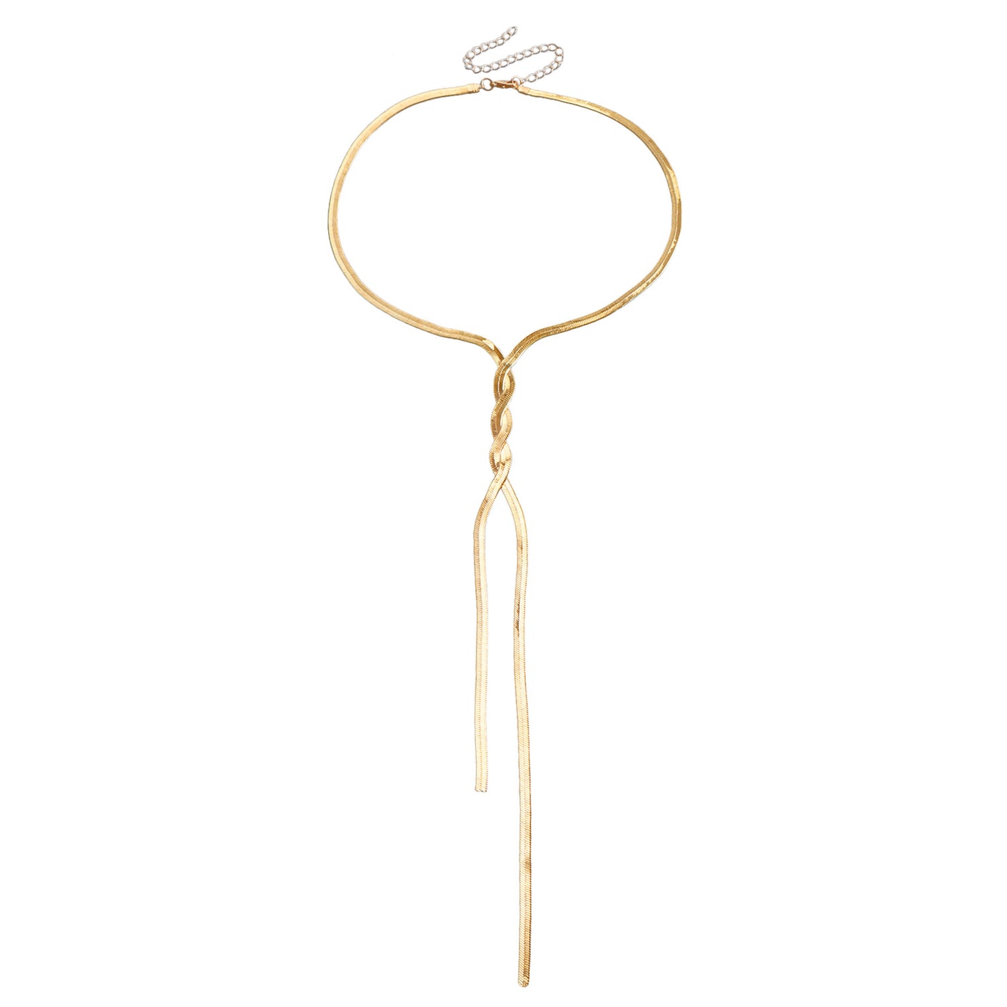Minimalist Long Snake Chain Necklace for Women Geometric Shape Alloy Pendant with Tassel and Plated Finish
