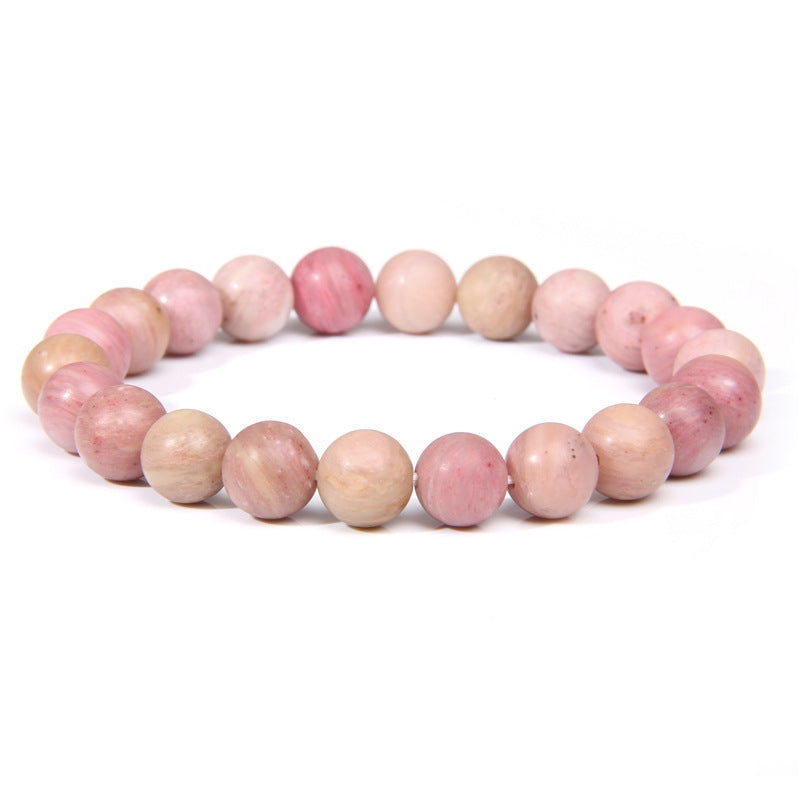 Natural Volcanic Stone and Agate Beaded Bracelet Geometric Round Unisex Fashion Jewelry
