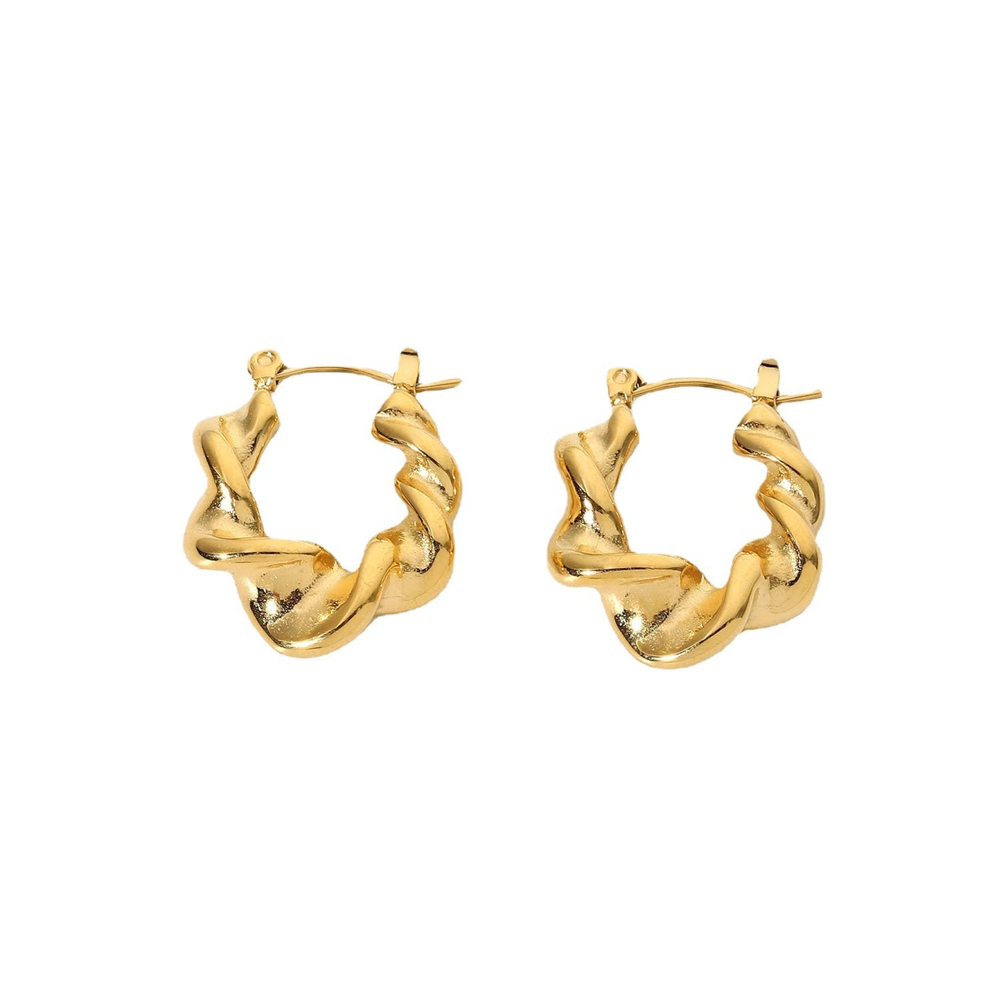 Pendientes de Aro Geométricos Trenzados para Mujer en Acero Inoxidable Chapado en Oro con Estilo Minimalista Contemporáneo