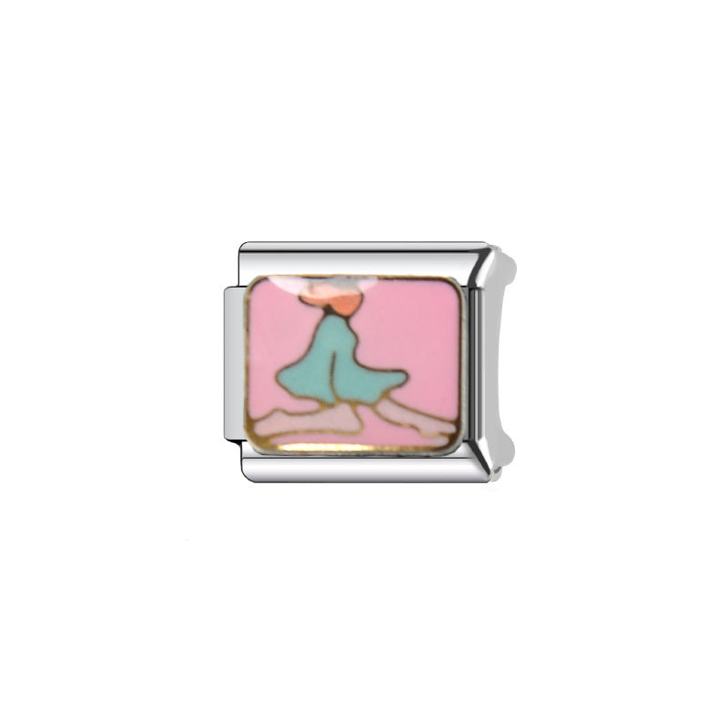 Sweet Cartoon Plated Stainless Steel DIY Charm Bar Bracelet Unisex