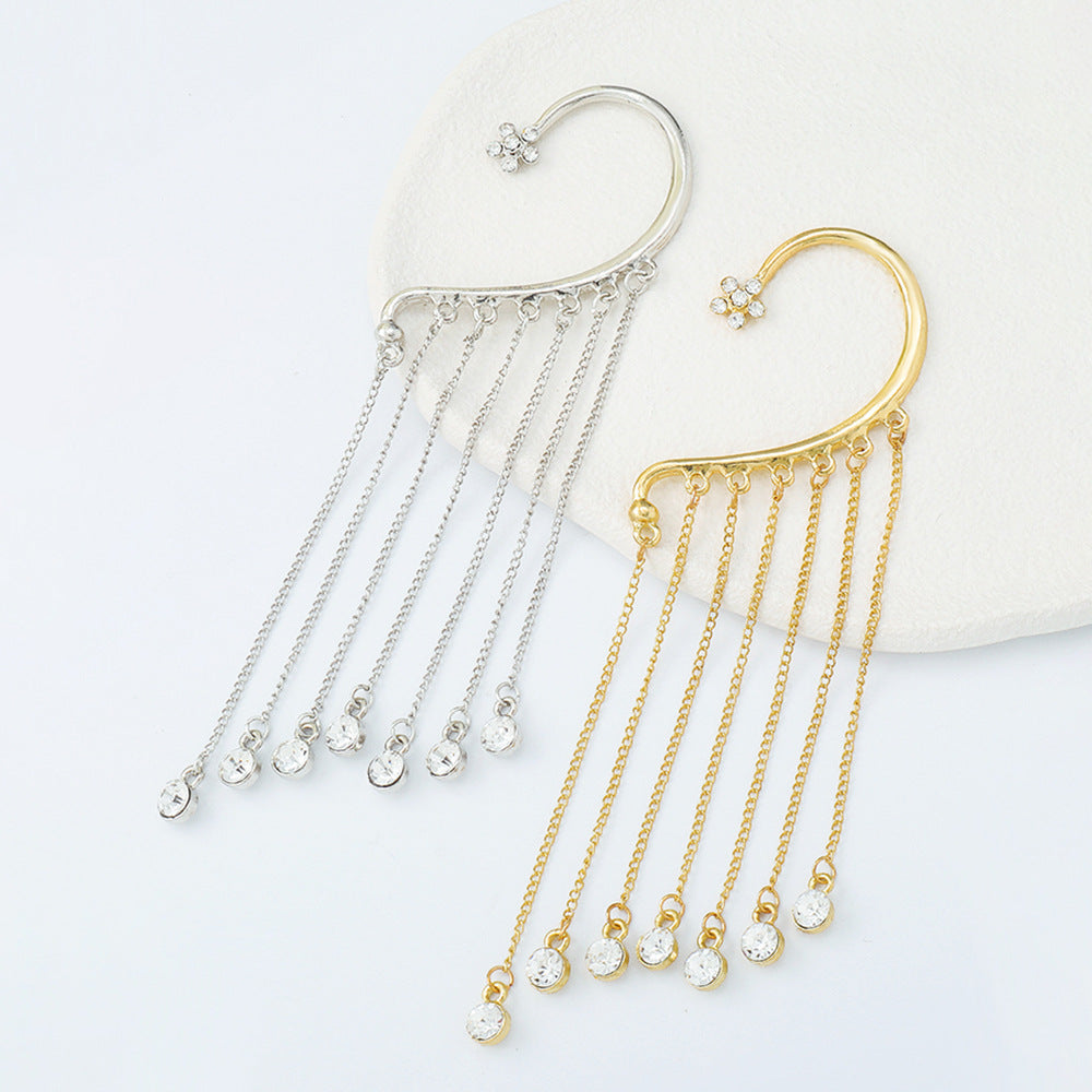 Pendientes colgantes largos geométricos con diseño de borla, ganchos para las orejas electrochapados de aleación de zinc para mujer