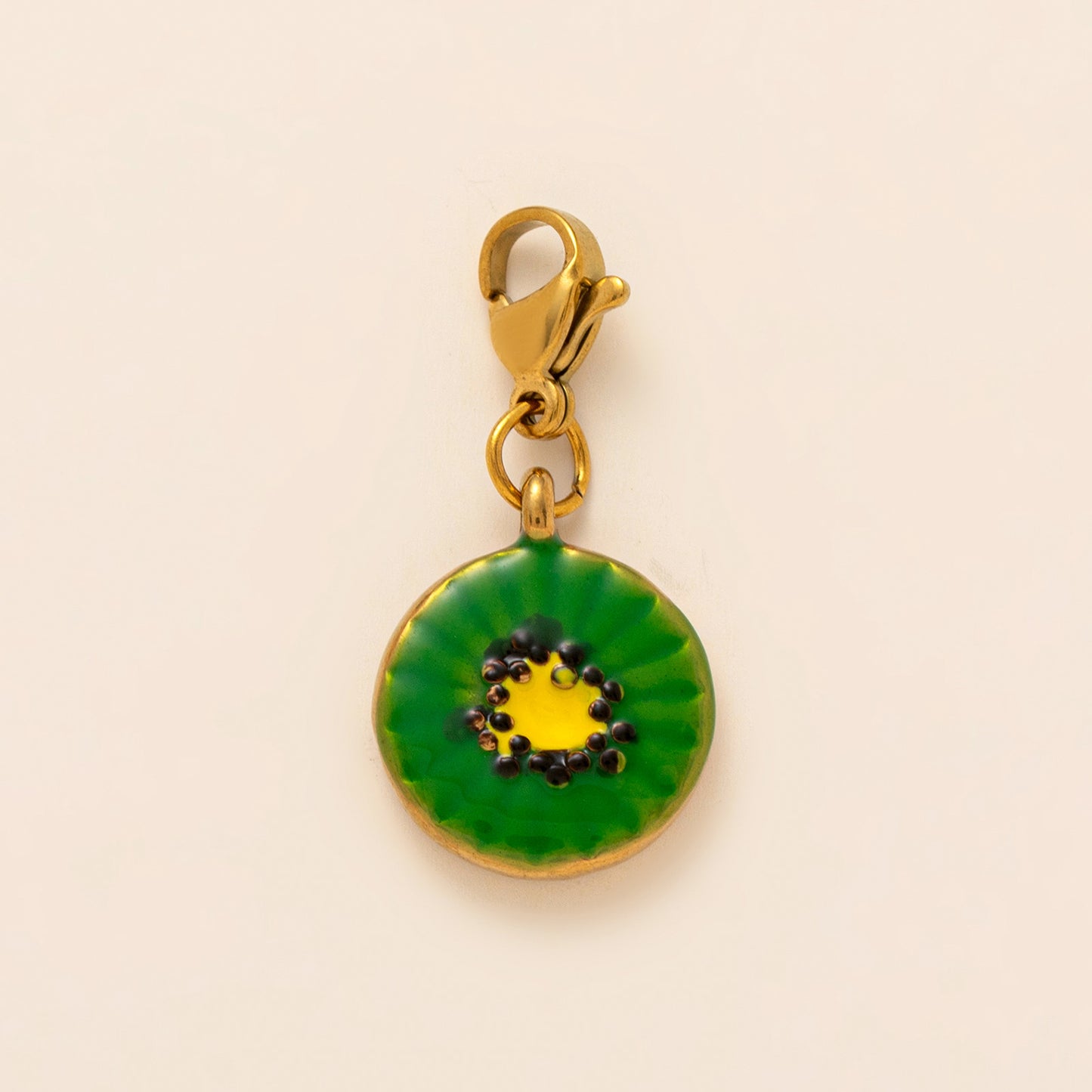 Vintage 18K Gold Plated Stainless Steel Fruit Charm Bar for Women