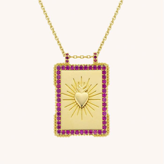 Bohemian Style Vintage Sun Moon and Evil Eye Pendant Necklace for Women with Copper Heart Charm and Star Motifs on Standard Chain