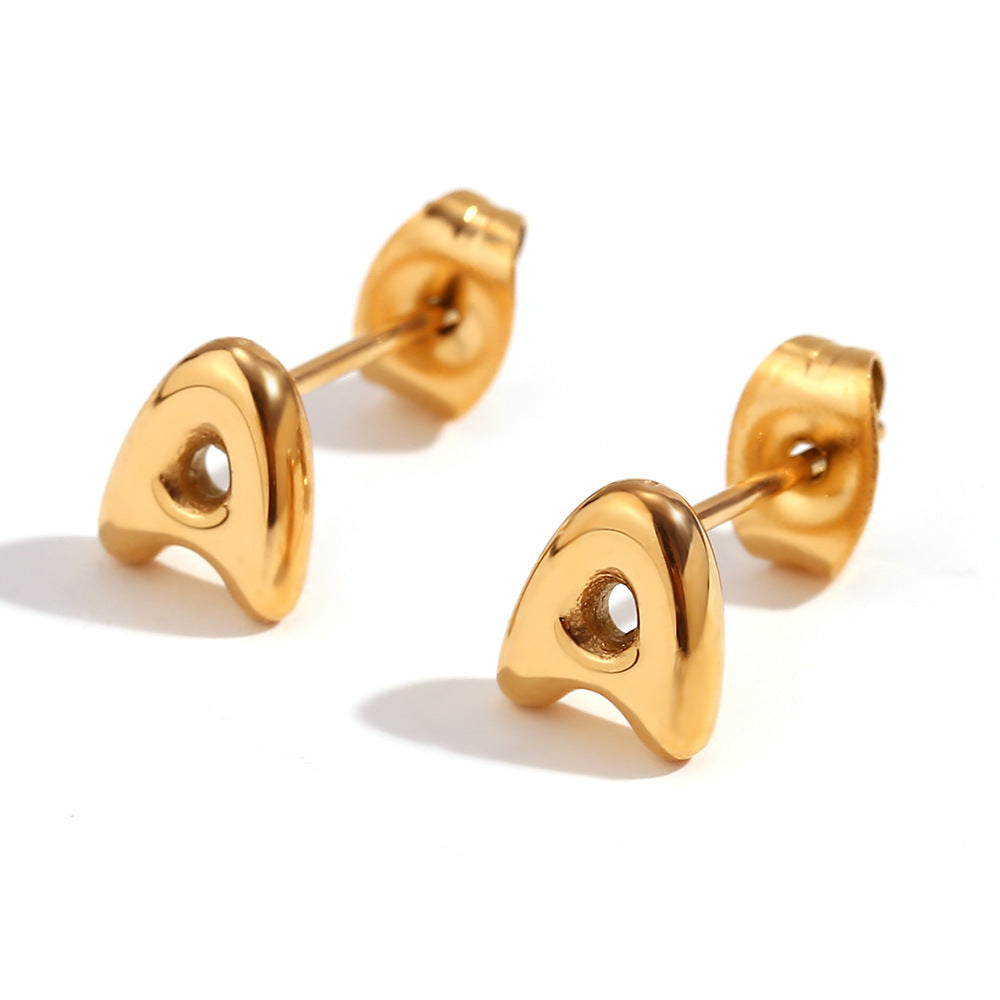 Orecchini a perno da donna con lettera geometrica moderna minimalista in acciaio al titanio placcato oro 18K