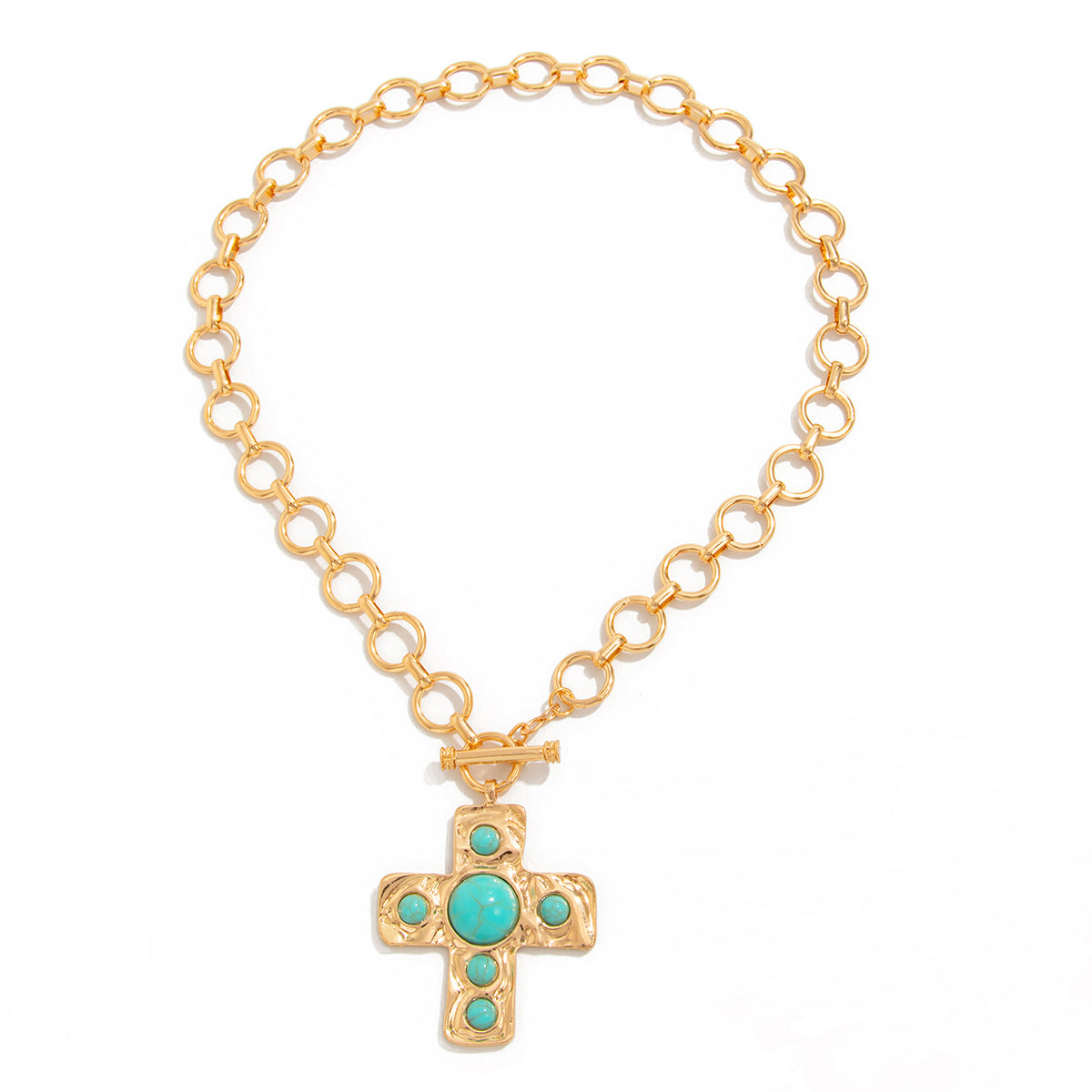 Hip Hop Style Cross Pendant Necklace with Geometric Shape, Electroplated Alloy, Metal Snake Chain, Clavicle Length