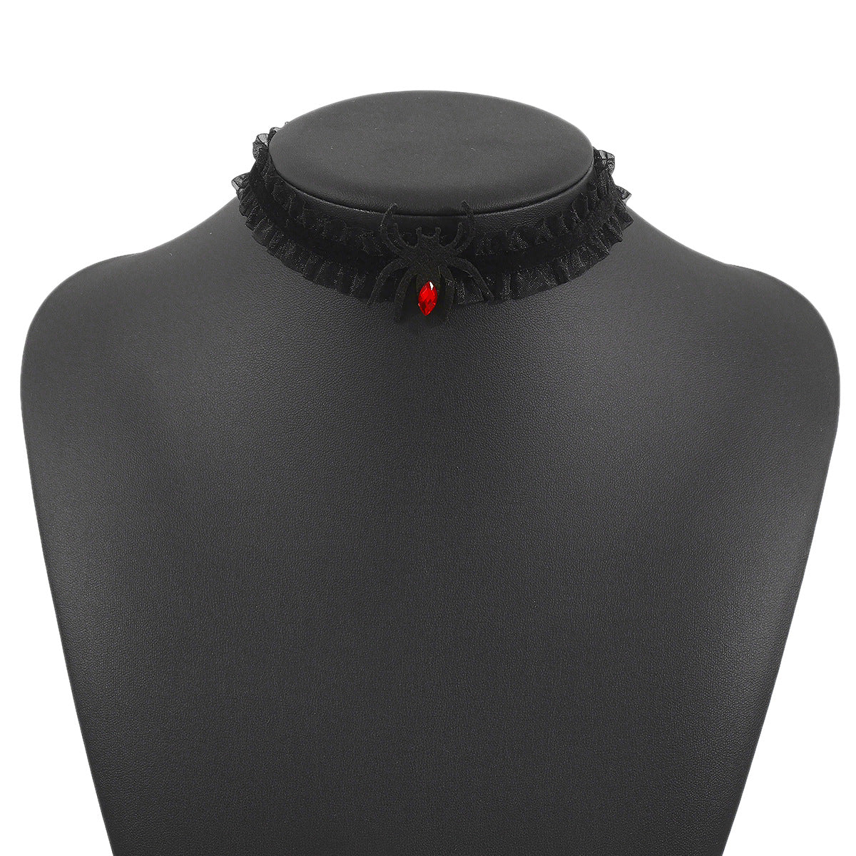 Halloween-Themed Lace and Felt Choker Necklace with Insect Design for Women and Men