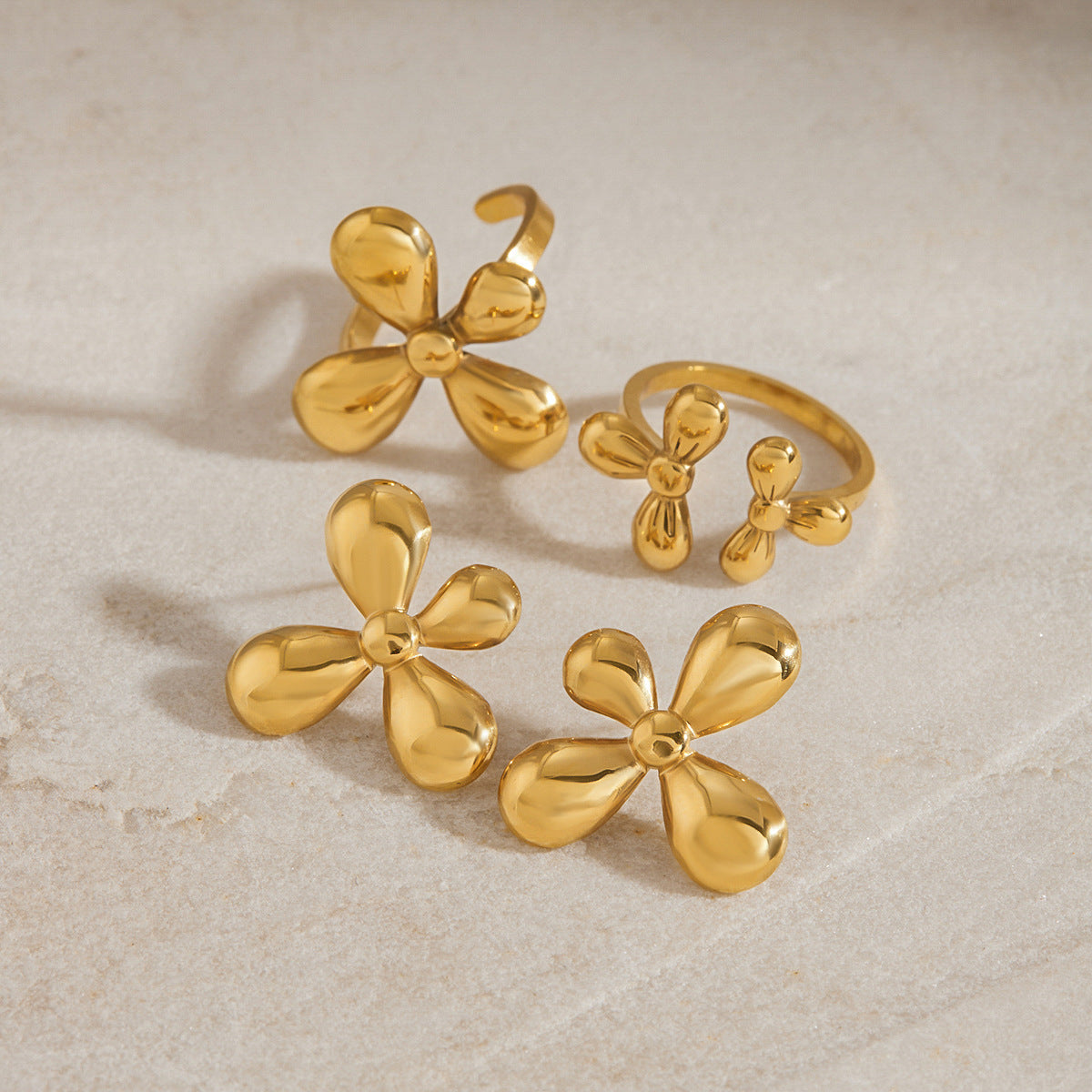 Elegant Floral Plant Stainless Steel and Titanium Steel Plated Jewelry Set for Women