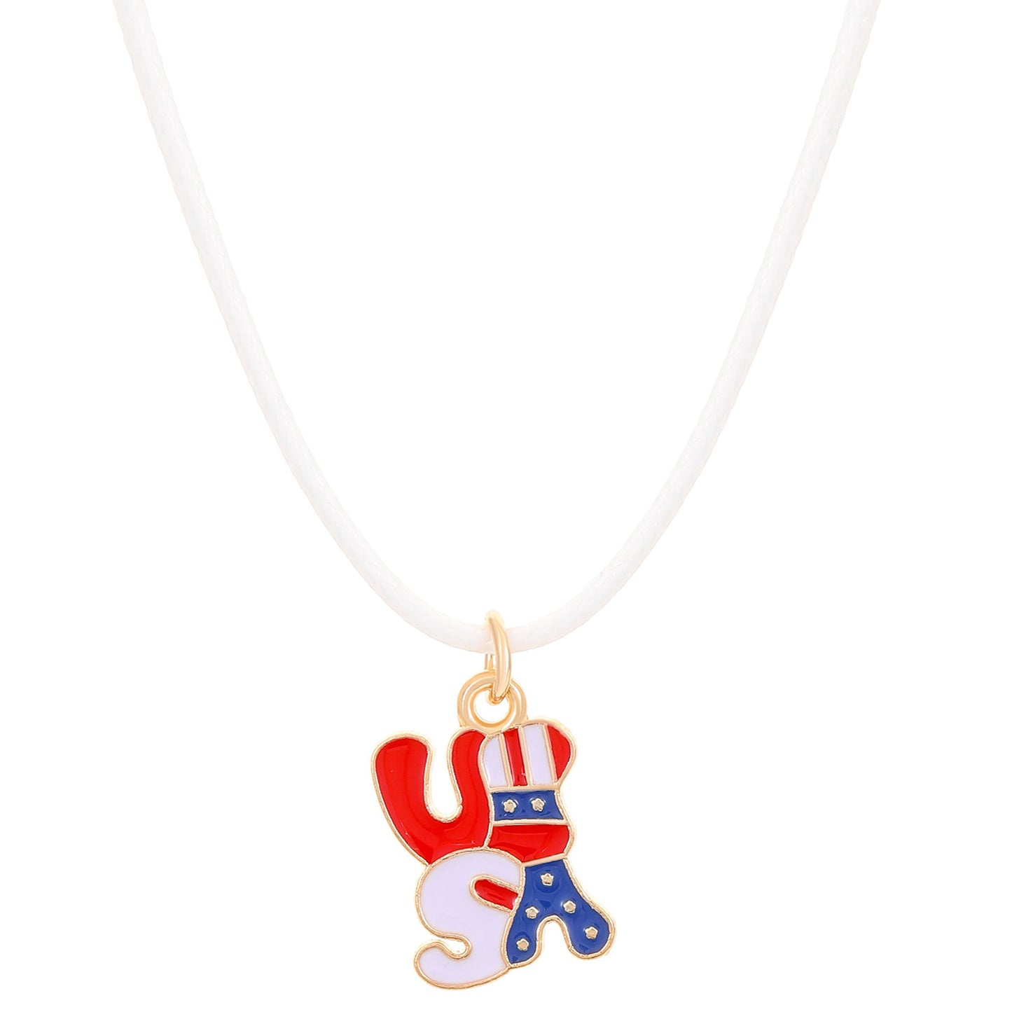 Patriotic Heart Star Letter Alloy Pendant Necklace for Unisex