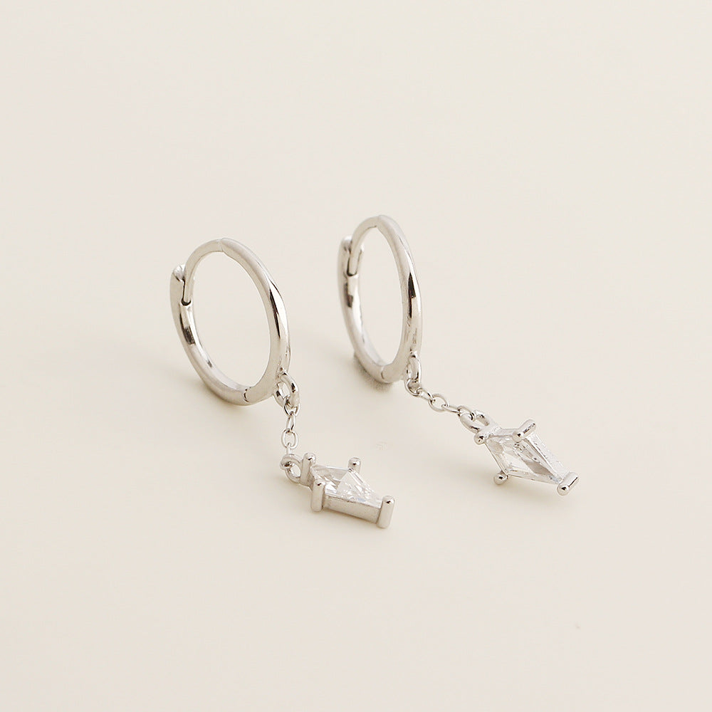 Pendientes colgantes con borla, de plata de ley 925 elegante, con incrustaciones de circonita cúbica cuadrada geométrica