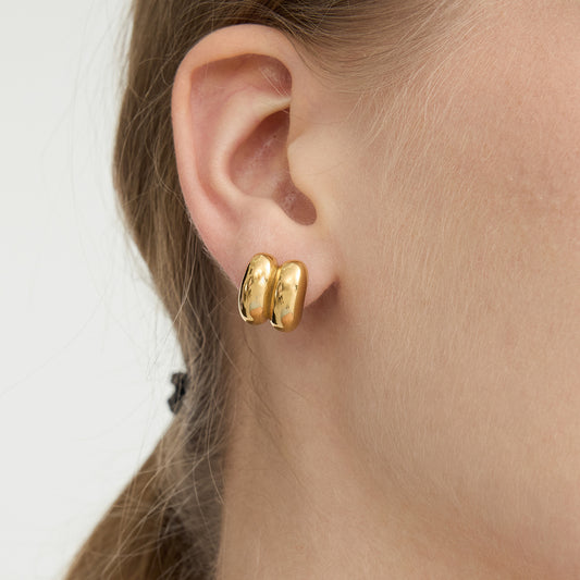 Orecchini a cerchio geometrici minimalisti placcati oro 18K in acciaio inossidabile, gioielli di moda da donna
