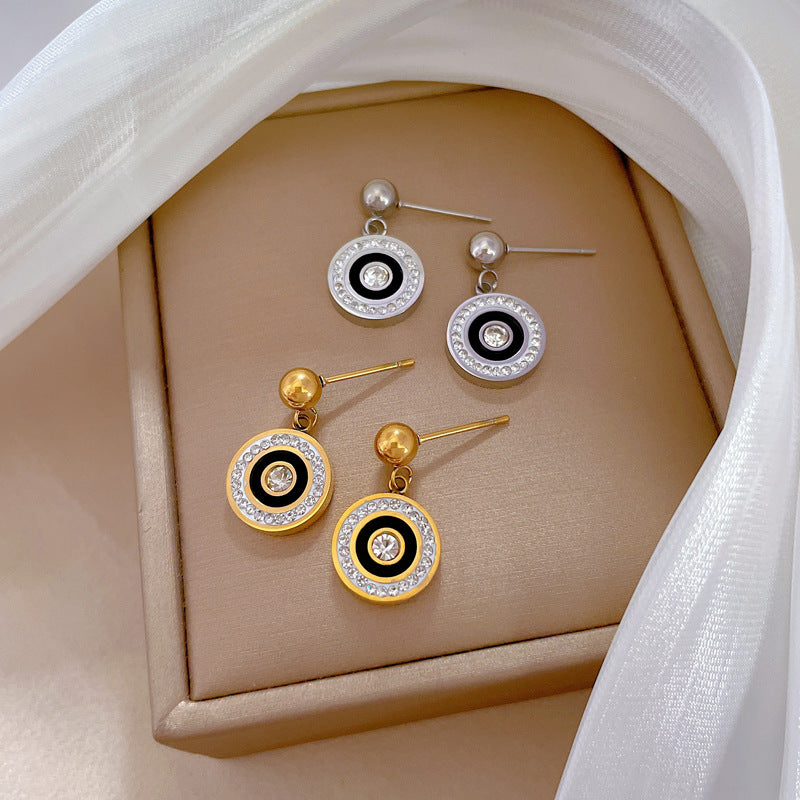 Minimalist Geometric Titanium Steel Stud Earrings with Plated Finish for Women, Cosmic and Natural Inspired Design