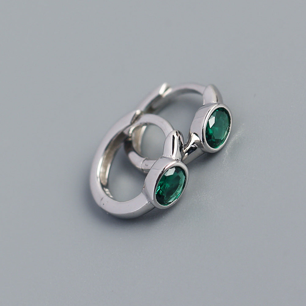 Minimalist 925 Sterling Silver Oval Geometric Cubic Zirconia Inlay Hoop Earrings for Women
