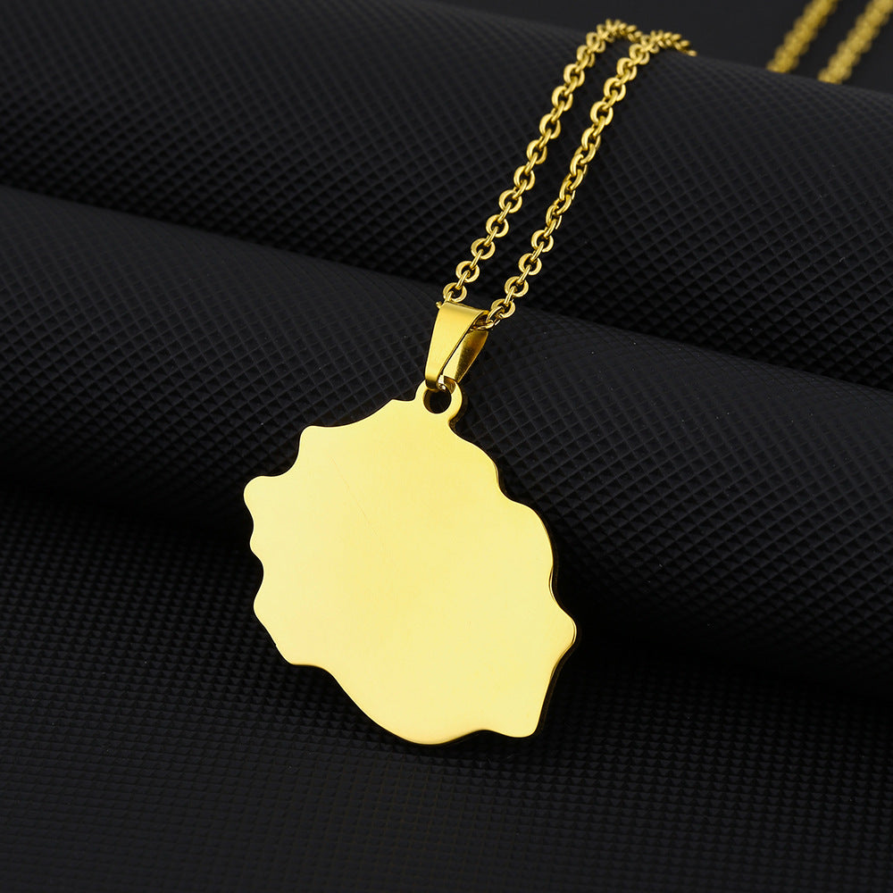 Collana con Pendente Vintage Etnico Geometrico in Acciaio al Titanio con Finitura Placcata Unisex, Stile O-Chain