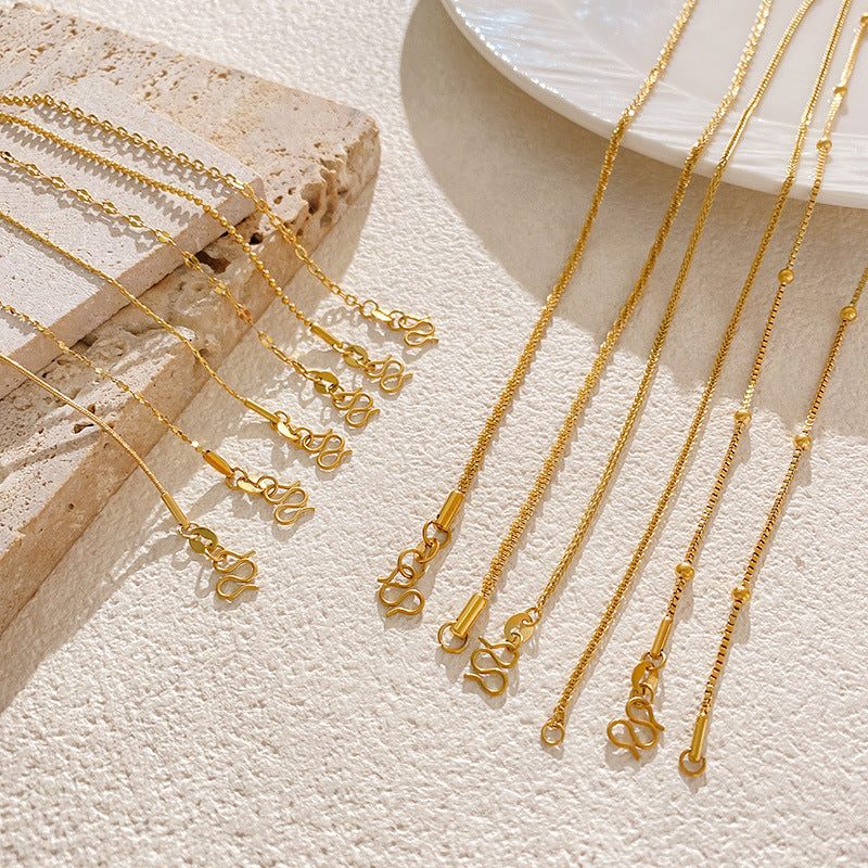 Minimalist Gold Plated Titanium Steel Beaded Necklace Round Pendant Unisex