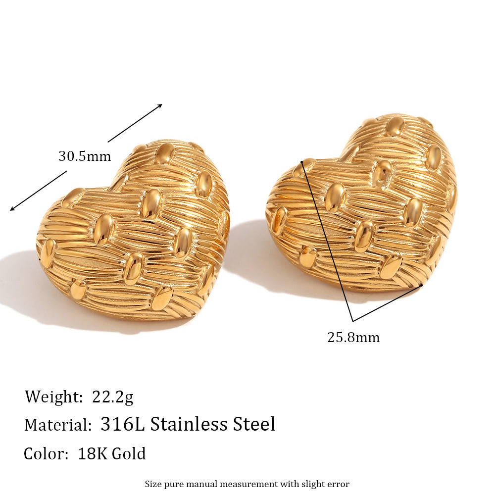 Orecchini da donna in acciaio inossidabile placcato oro 18K, design a mezzaluna vuota, ispirazione geometrica francese vintage