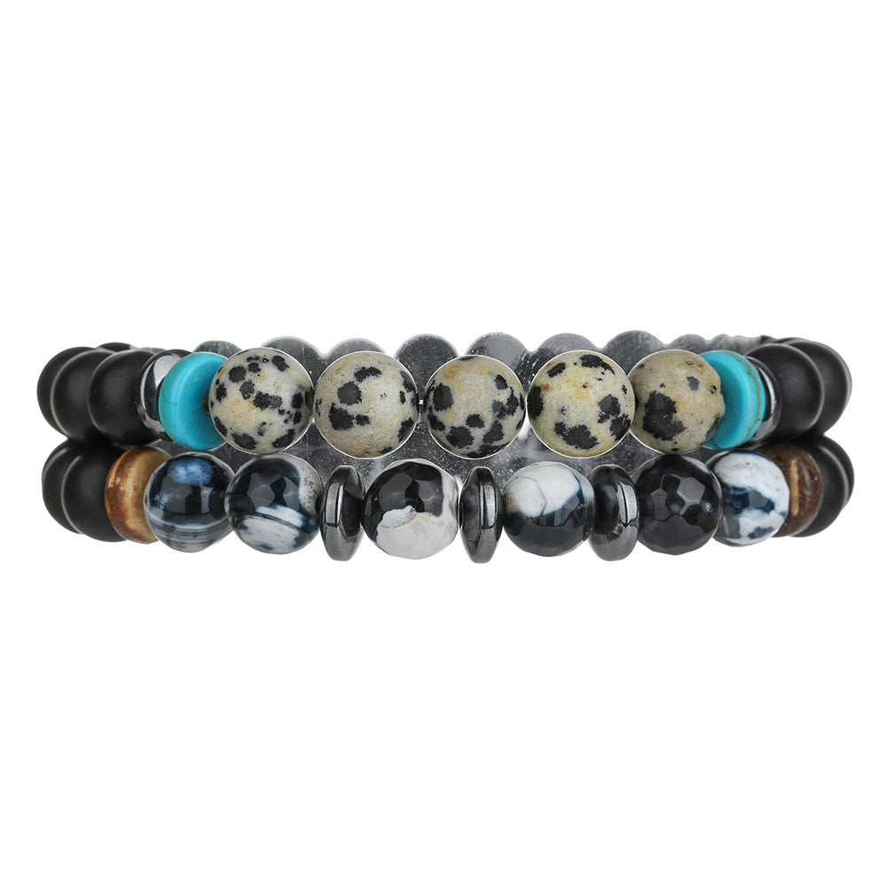 Vintage Punk Geometric Stone Beaded Bracelet Handmade Unisex Jewelry