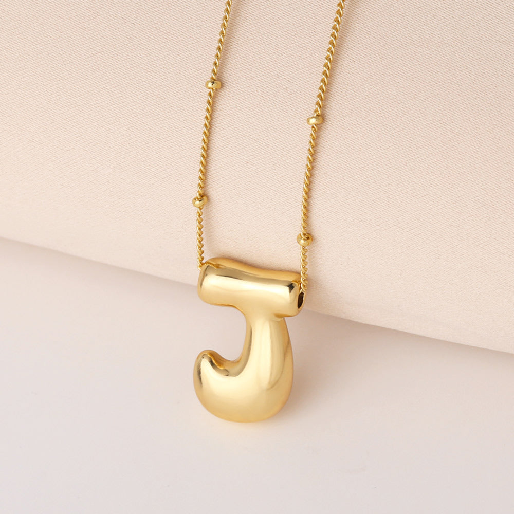 Minimalist Gold Plated Brass Letter Pendant Necklace Cable Chain Unisex Jewelry
