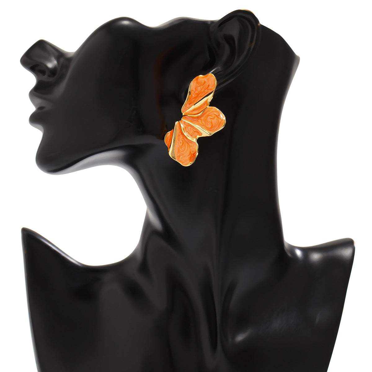 Exaggerated Floral Petal Earrings in Alloy with Enamel Finish for Women