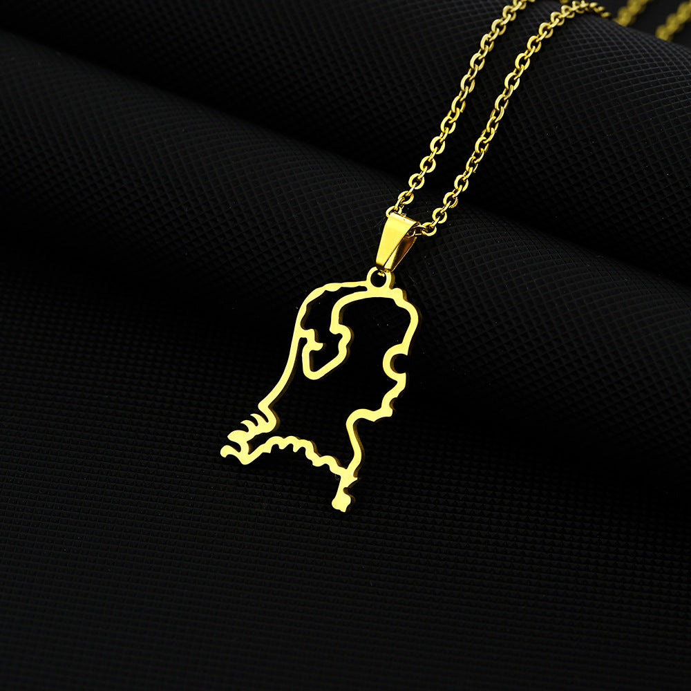 Collana pendente geometrica vintage smaltata in acciaio inossidabile con ciondolo in acciaio al titanio e catena a maglie per unisex