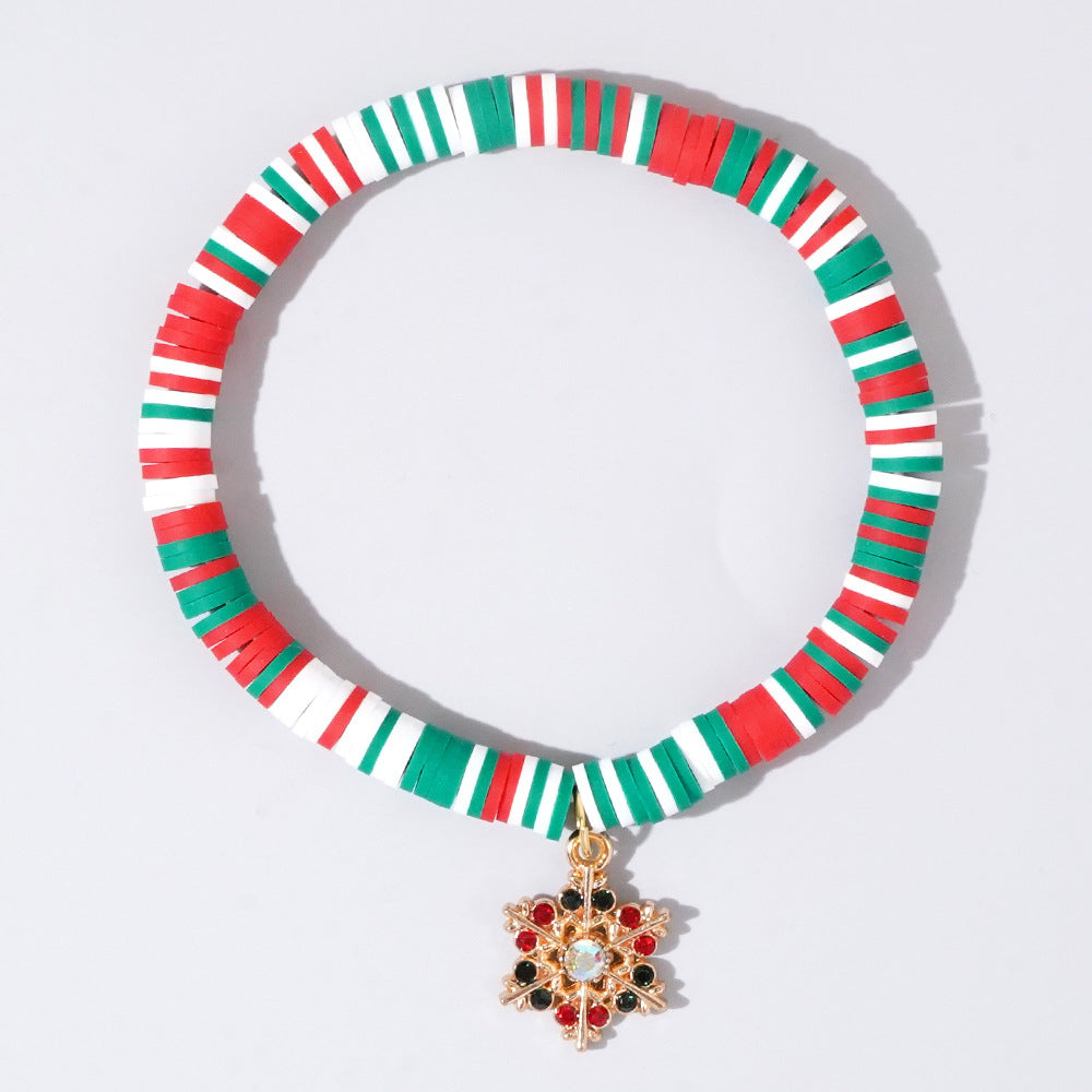 Sweet Handmade Resin Letter Geometric Beaded Bracelet Set Christmas Gift