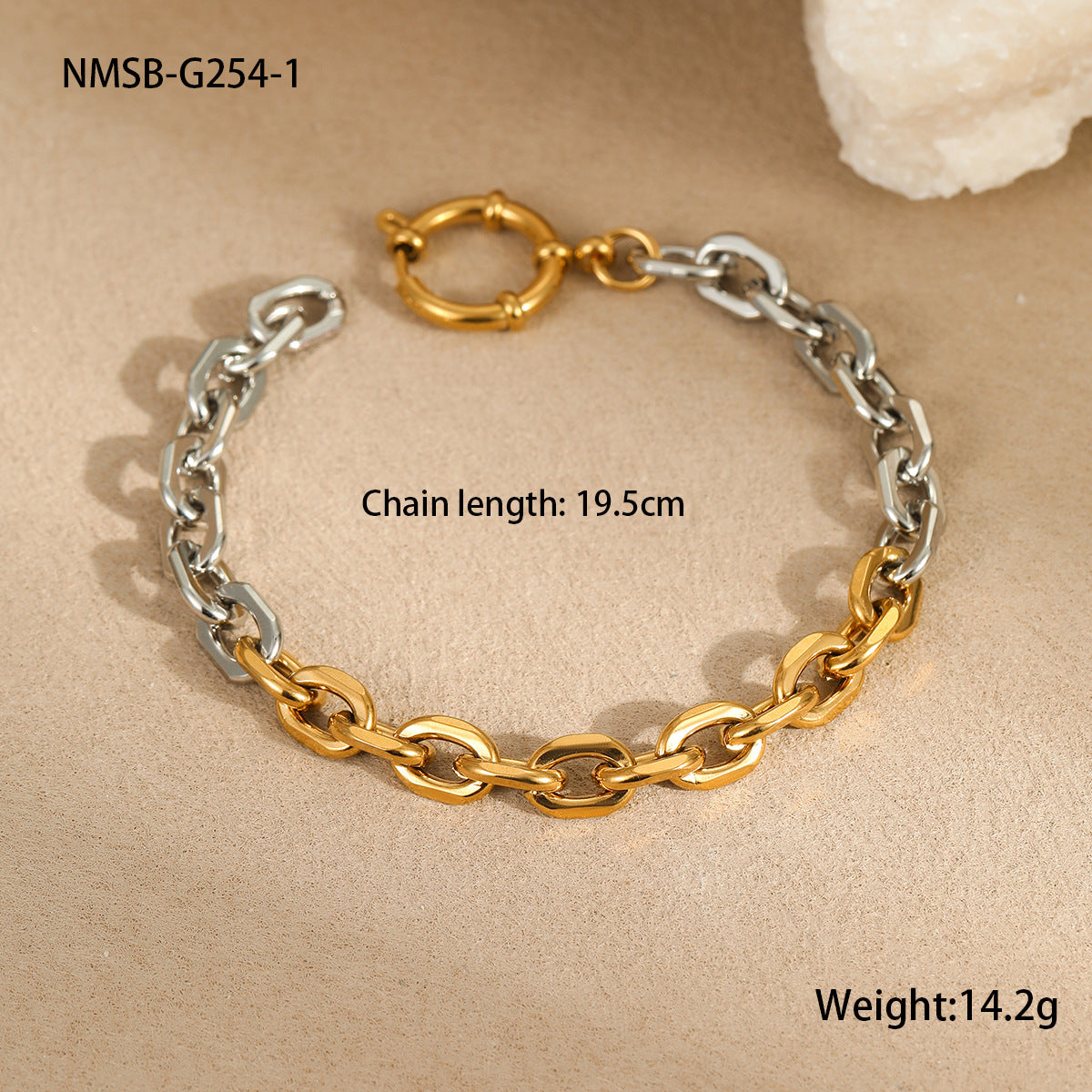 Minimalist Two-Tone Cuban Link Bracelet in Stainless Steel with Plated Finish for Women