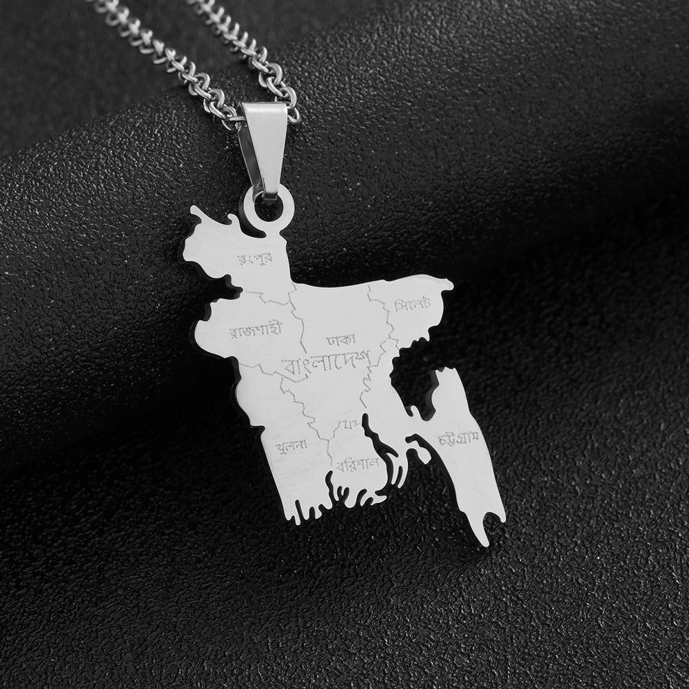 Collana con ciondolo geometrico vintage in acciaio inossidabile con finitura smaltata, gioielli di moda unisex