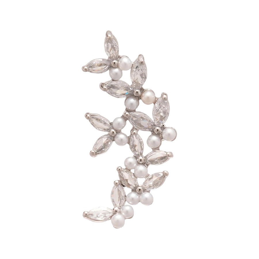 Minimalist Luxury Pearl Stud Earrings with Zircon Inlay for Women Butterfly-Shaped Ear Cuff