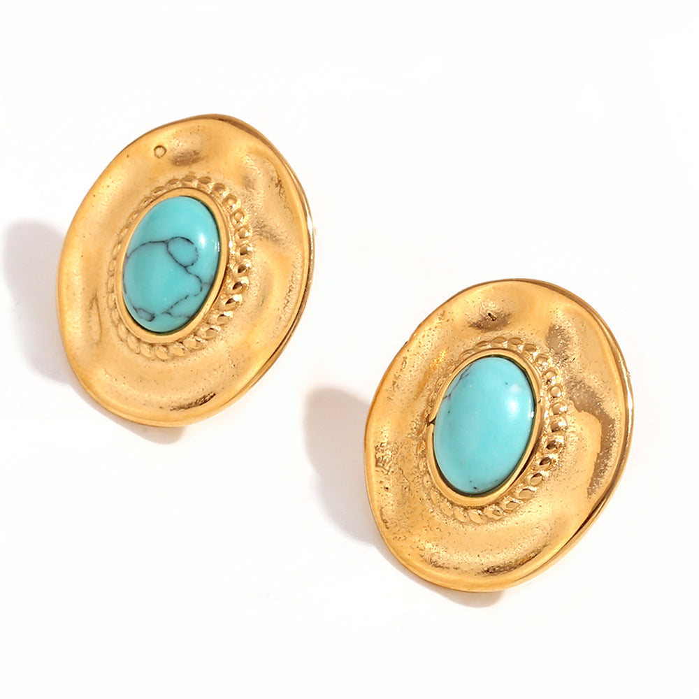Orecchini a clip vuoti geometrici vintage in acciaio inossidabile placcati oro 18 carati da donna