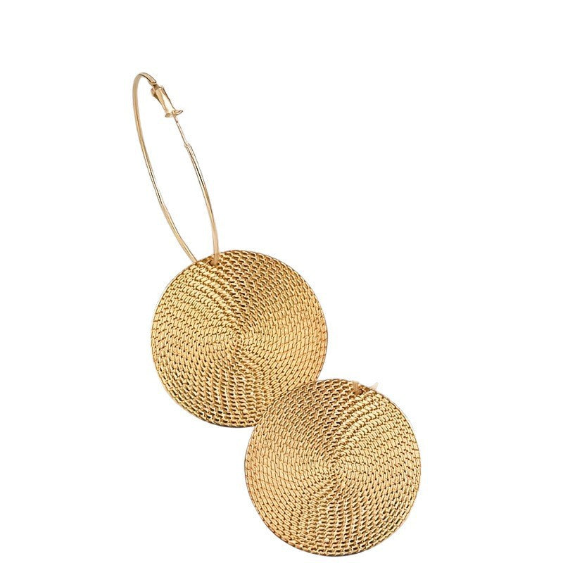 Vintage Luxury Plated Iron Geometric Round Hoop Earrings for Unisex