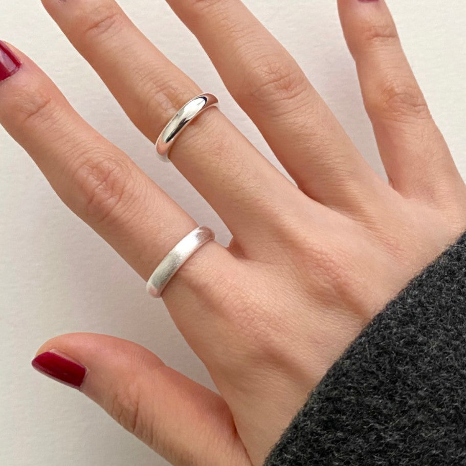 Minimalist Irregular Geometric Shape S925 Sterling Silver Ring for Women with Smooth Polished Finish