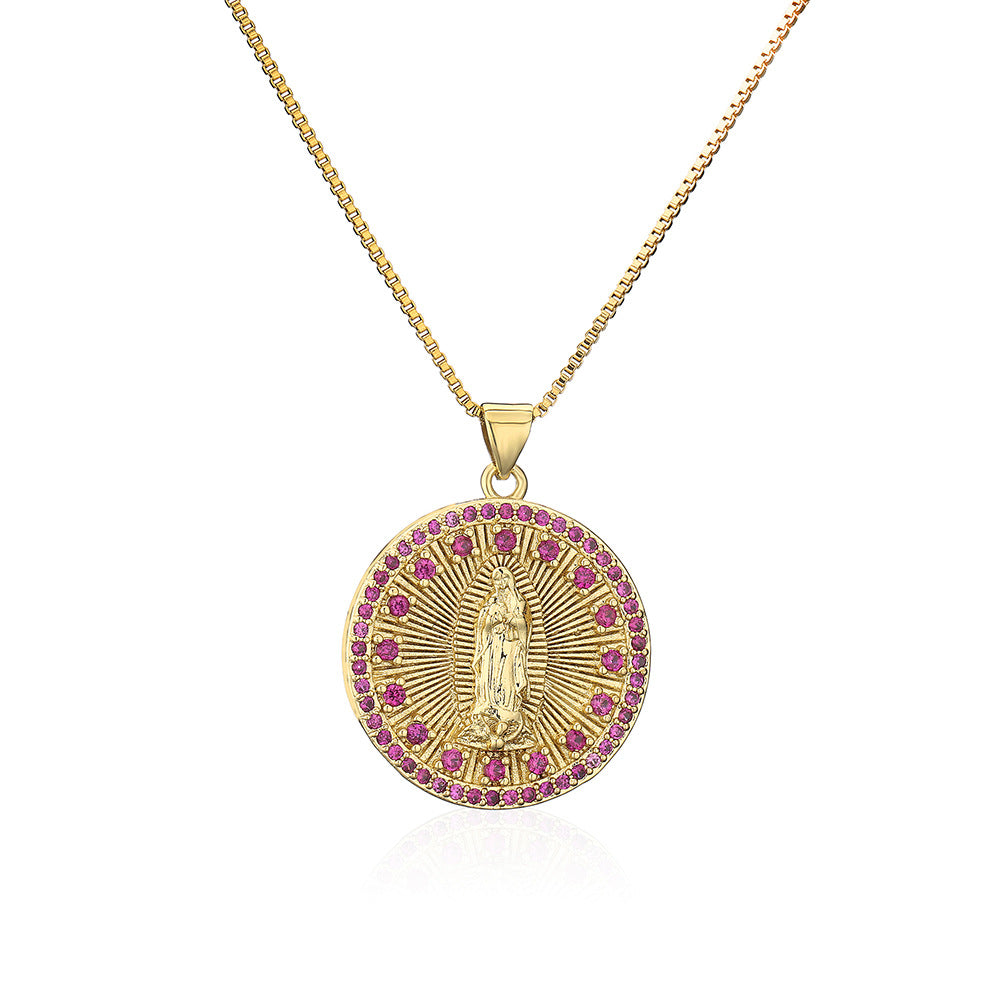 Minimalist Geometric Copper Pendant Necklace with 18K Gold Plating and Micro-Paved Zirconia for Women