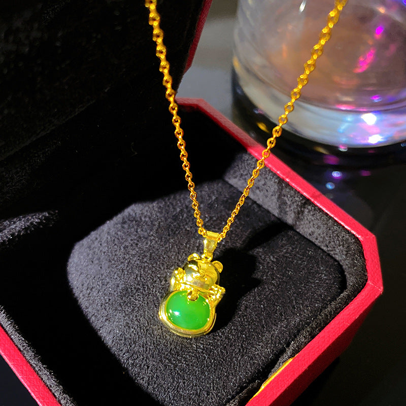 Sweet Bamboo Joint Pattern Titanium Steel Plated Necklace with Brass Pendant Cable Chain Unisex