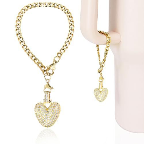 Cubic Zirconia Inlaid Brass Letter Charm Bar with Plated Finish
