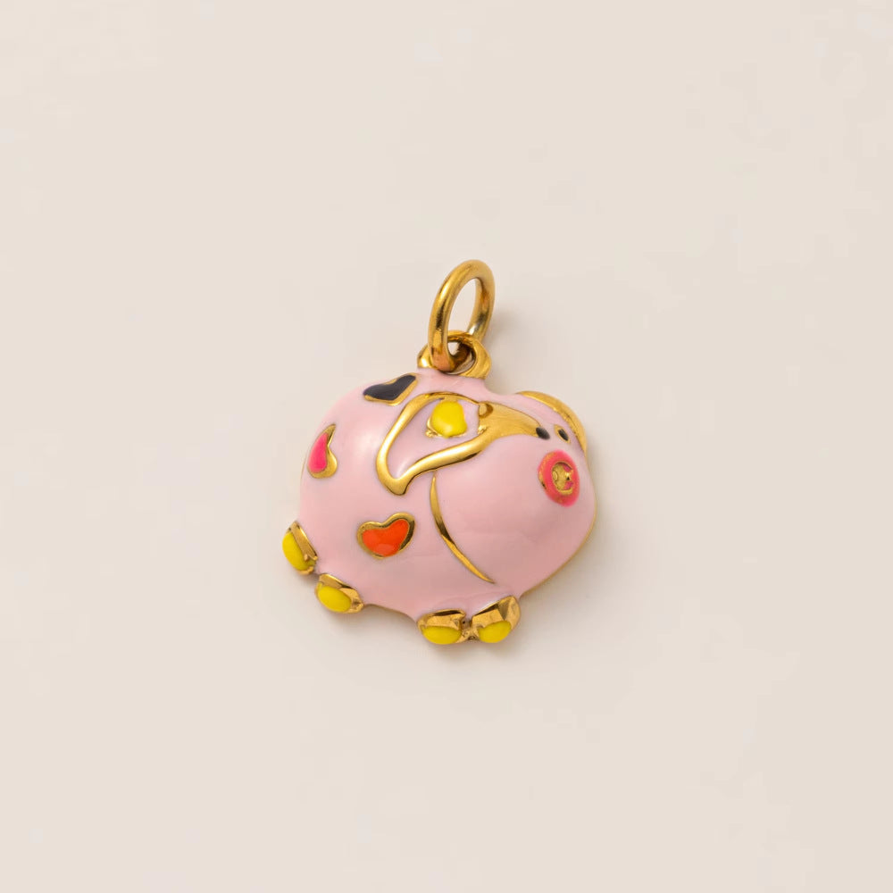 Vintage PVD 18K Gold Plated Stainless Steel Animal Charm Bar