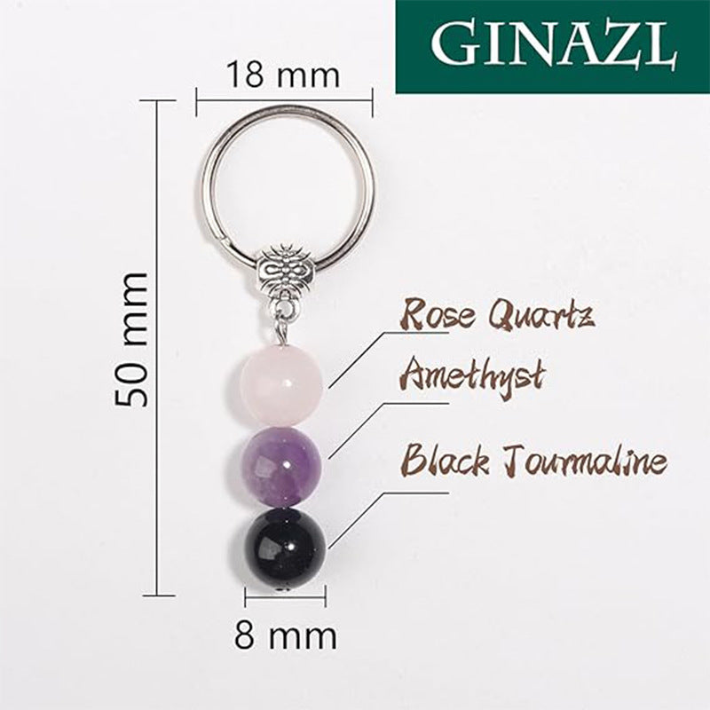 Minimalist Natural Stone Beaded Keychain Gift