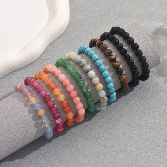Set di braccialetti da donna geometrici alla moda con perline e pietre naturali, realizzati a mano per uno stile versatile