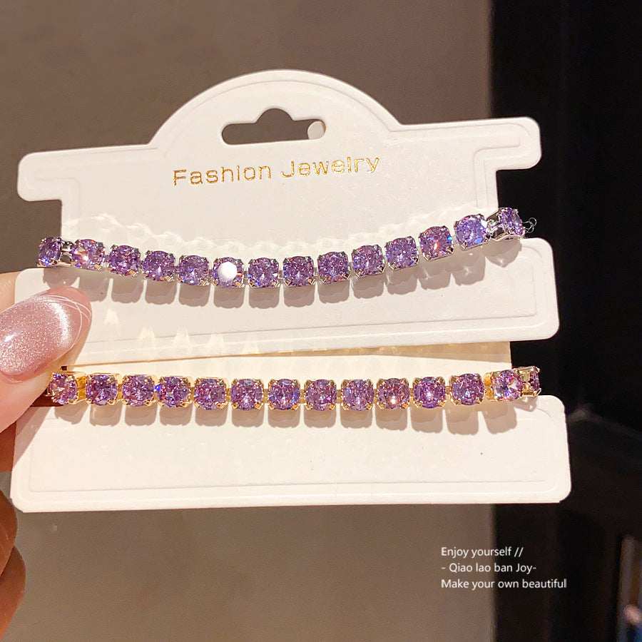 Luxury Elegant Geometric Square Brass Plated Bracelet with Cubic Zirconia Inlay for Women