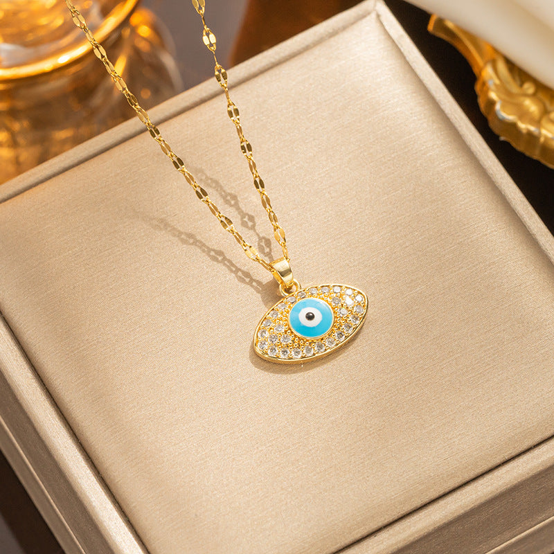 Collar con colgante minimalista de nudo de lazo de acero de titanio para mujer con cadena de serpiente chapada