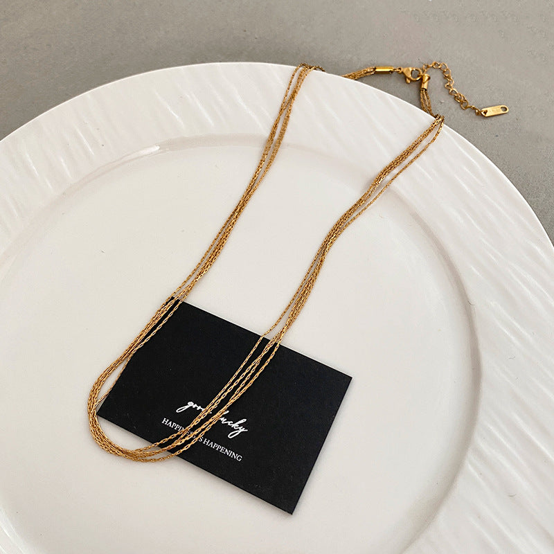 Hip-hop Minimalist Geometric Titanium Steel Plated Snake Chain Necklace for Unisex
