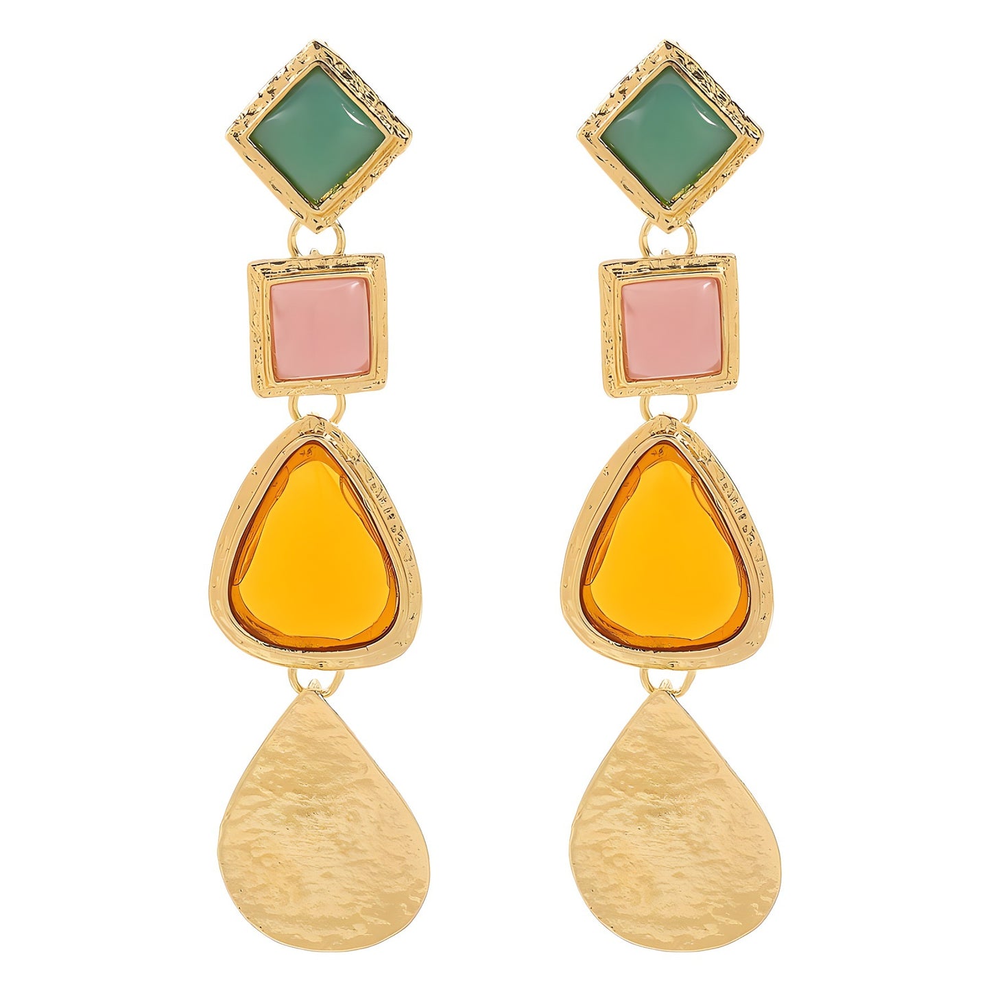Pendientes de resina geométrica a la moda para mujer con diseño irregular y base de aleación galvanizada