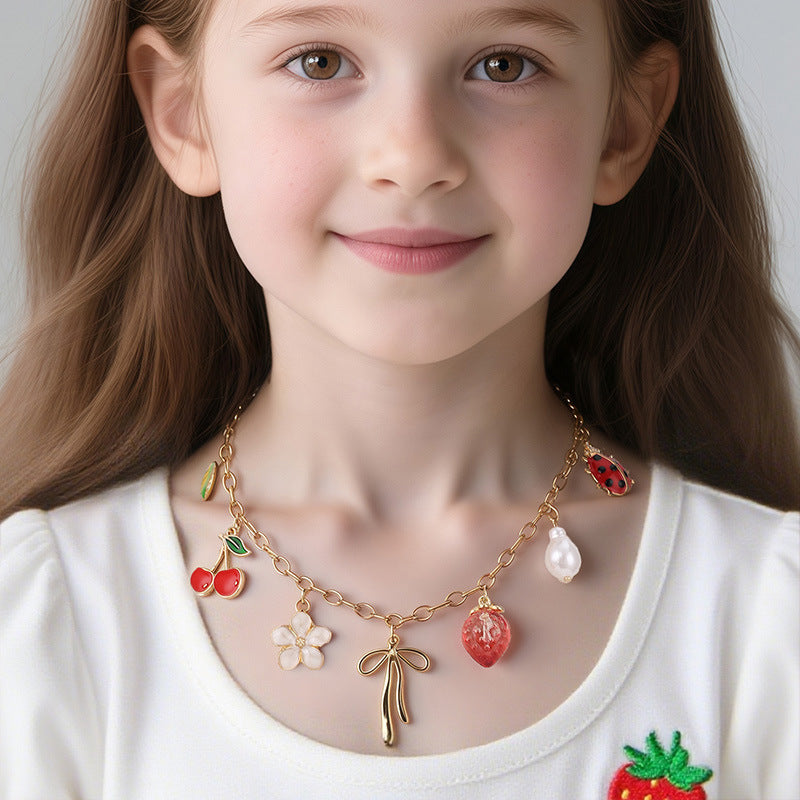 Collana Pendente Minimalista a Forma di Fiocco in Lega per Ragazze con Finitura Smaltata, Catena Regolabile Stile Choker