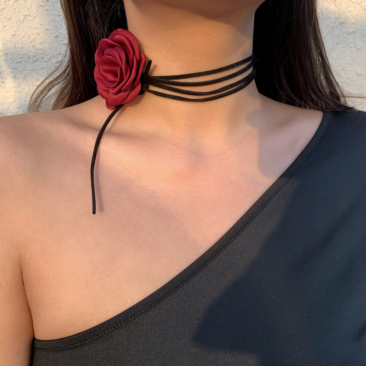 Elegant Floral Velvet Rose Choker Necklace for Women