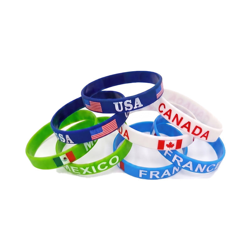 Minimalist Round Resin Bracelet with Printed Flag Design Unisex Wristband