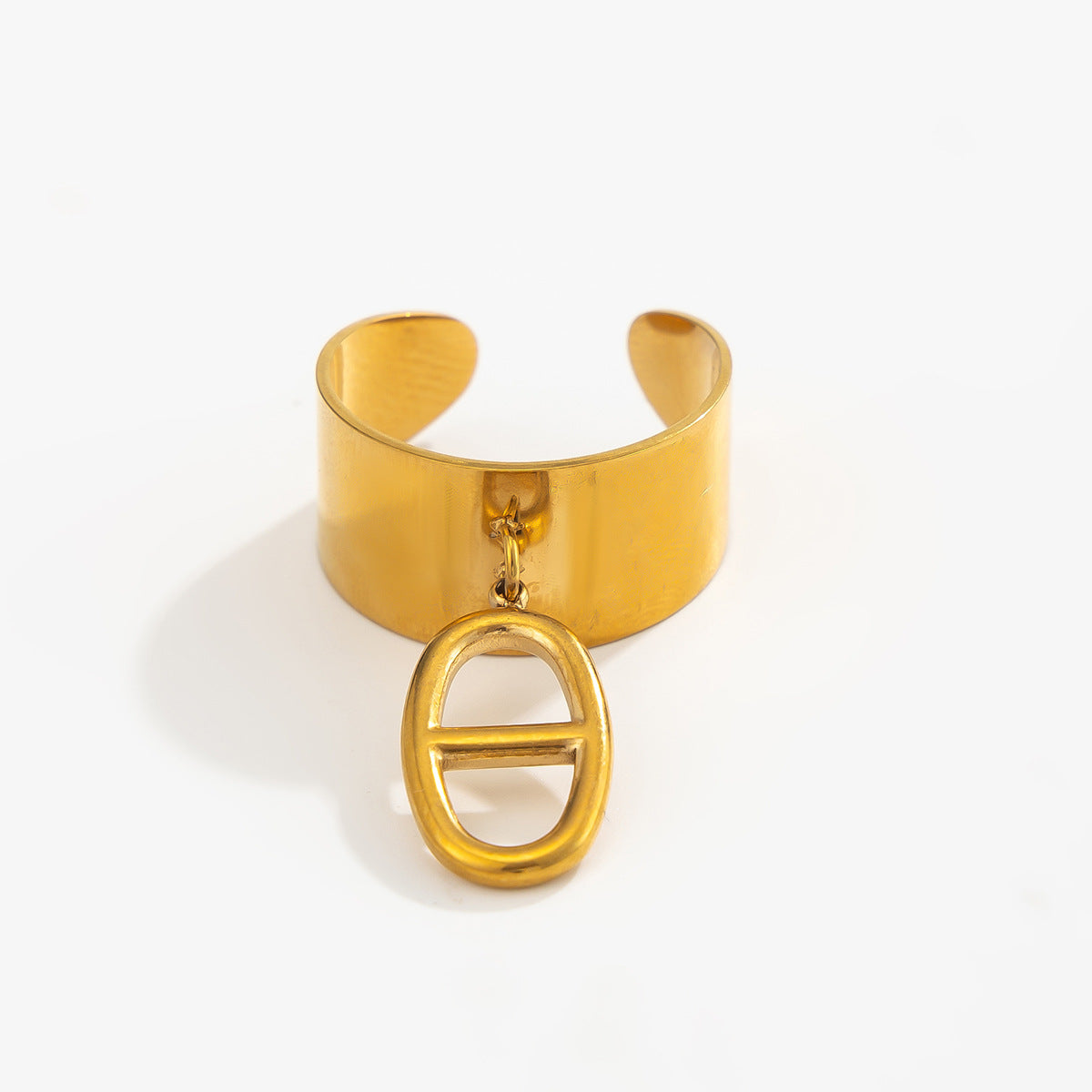 PVD 18K Gold Plated Stainless Steel Butterfly Geometric Open Ring for Women
