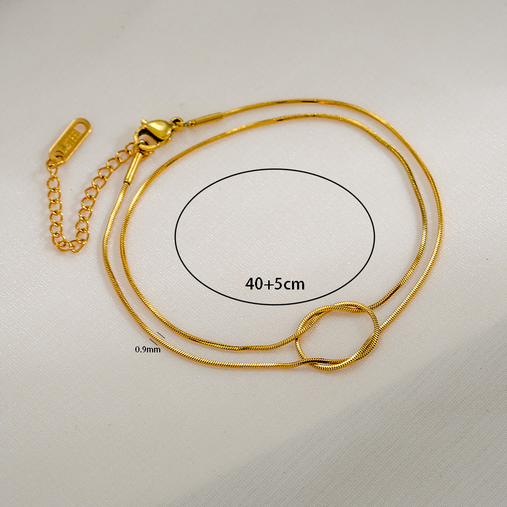 Braccialetto Minimalista a Forma di Arco in Acciaio al Titanio Placcato Oro per Coppie con Design a Catena Serpente